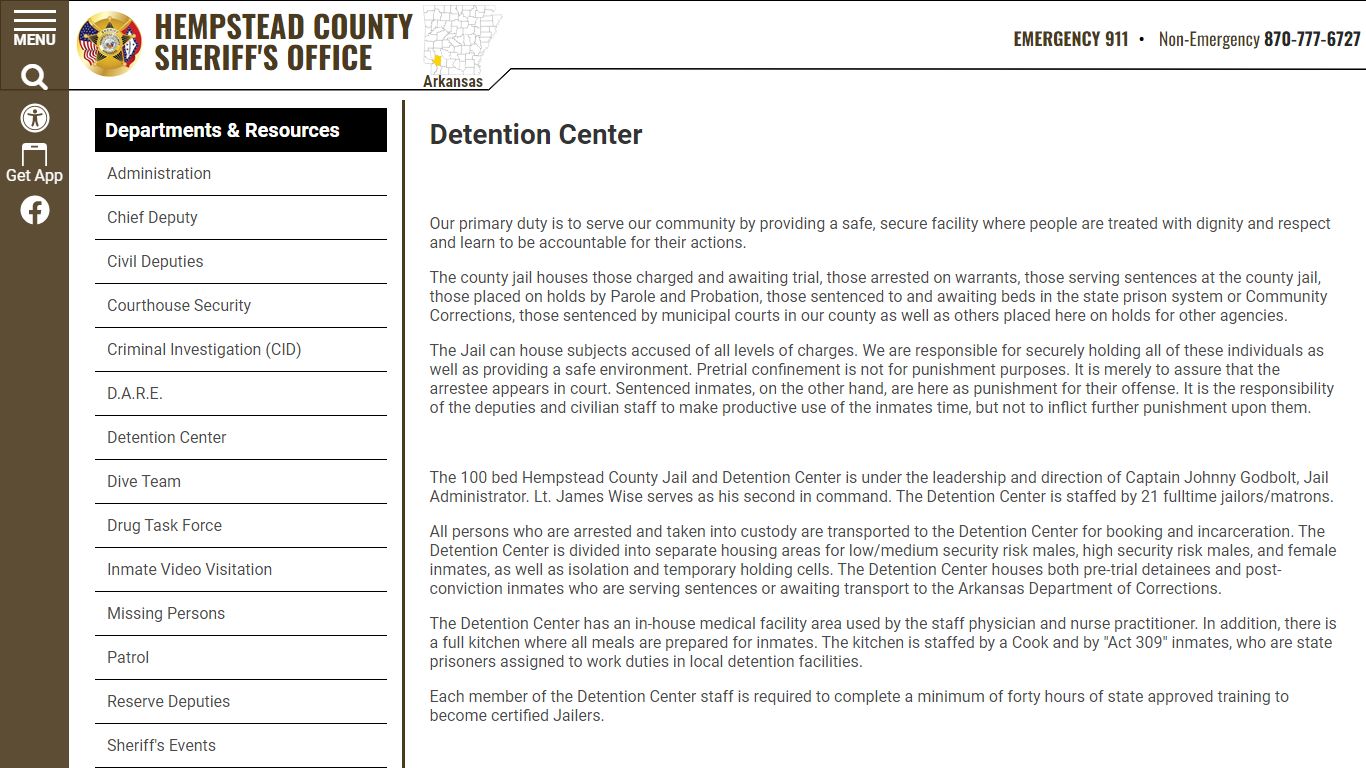 Detention Center - Hempstead County Sheriff's Office
